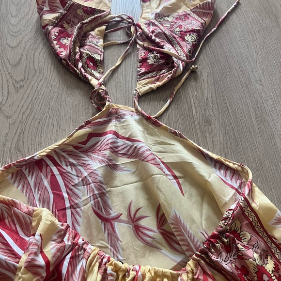 Yellow and Pink Halter Maxi Dress - Picture 7 of 8